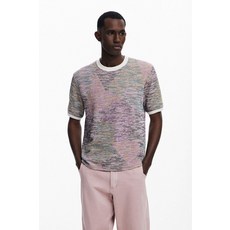 Desigual 데시구알 남성용 헤더드 반팔 티셔츠 208573