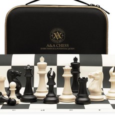 A&A 토너먼트 체스 세트/ 50.8 x 50.8cm20 20인치 접이식 실리콘 보드 / 9.5cm3.75인치 킹 높이 플라스틱 4중 가중 클래식 스톤톤 피스/보관 가방 6세용, A&A 토너먼트 체스 세트/ 50.8 x 50.8cm2