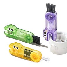 3-in-1 실리콘 컵 브러쉬 간편한 U형 미니 청소솔 젖병 텀블러 뚜껑 틈새 청소 도구, 보라+그린+노랑 3장, 1개