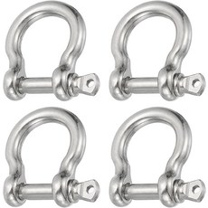 PATIKIL 나사 핀 섀클 5mm 316 353파운드 4Pcs 304 스테인리스강 단조 보우 섀클 해양 등급 체인 와이어 로프 야외용 실버, 3/16 Inch