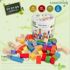 로넬리빙 비가 VIGA 원목 칼라블럭 50P V59695 유아 어린이 쌓기 도형 나무블록