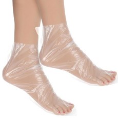 일회용 발용 플라스틱 발 커버 100개 보습 페디큐어 스파 체험용 투명 100개(안전한 착용을 위한 스티커 100개 포함), 1, 100