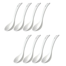 본차이나 도자기 국물 일식 스푼세트 테이블스푼 우동 쌀국수 국물 스프 숟가락, 8개, 화이트