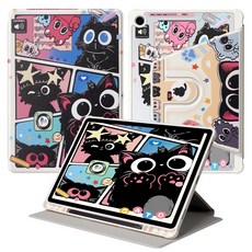 DUNNO 360도 회전 가능 패턴 디자인 아크릴 삼성 탭 케이스, 1개, 5-Comic Cat