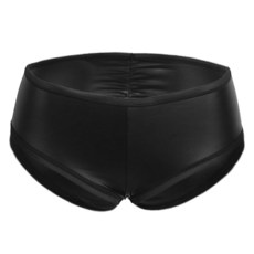 여성용 로우 라이즈 스트레치 인조 가죽 속옷 샤이니 비키니 쇼트 댄스 페스티벌 레이브 클럽웨어 하의 블랙-2개 미디엄