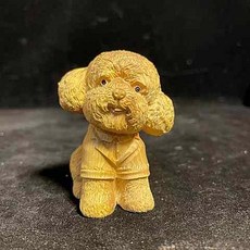黃楊木雕刻小狗狗擺件, 小葉黃楊木6.5*3.5*5cm