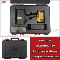110W UV 라이트 자동차 페인트 필러 퍼티 차체 수리 검사 도구 F707030A (자동차 차체 작업 및 페인트 검사, 01 노란색, 04 European plug, 02 One battery pack, 1