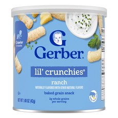 Gerber 아기용 스낵 Lil' Crunchies® 구운 곡물 8개월 이상 랜치 42g(1.48oz) Gerber (거버), Gerber, 아기용 스낵, Lil' Crunchies