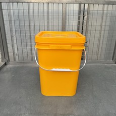 新品 發票含稅方形塑料桶帶蓋四方桶5/6/12/20/25陞大桶垃圾桶加厚全新料包裝桶釣魚桶食品級方形帶蓋水桶, 20陞黃方桶塑料提手, 1個