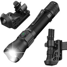 홀스터가 장착된 울트라파이어 전술 EDC 손전등 벨트 홀더가 1350 고광도 충전식 경찰 비상용 줌블 LED 법 집행 토치 E5