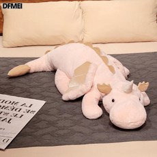 DFMEI 趴姿小龍長條抱枕大號毛絨玩具兒童牀上夾腿睡覺抱枕恐龍玩偶禮物, 粉色