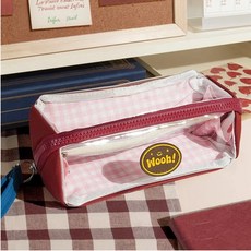 앤루프 3단 투명 필통 대용량 멀티 수납 파우치, 1개, 레드체크