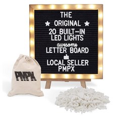 레터 보드 블랙 펠트 스탠드 내장 LED 조명 10 x - 메뉴 나무 프레임 340 글자 이모티콘 필기체 맞춤 사인 메시지 안내 결혼식, Black, 10x10