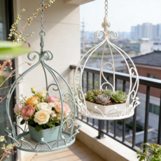 Eron-에론 철제화분받침대 실내외겸용 튼튼한 빈티지 철제행잉화분걸이, 1개, 2-화이트