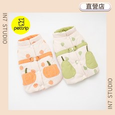 pettrip 南瓜梨印花棉馬甲 秋冬寵物服飾, 綠色梨,M, 詳見包裝