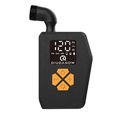QIUDANOW 120PSI 휴대용 전기 에어 펌프 자전거 타이어 공기 주입기 (스크린 포함 듀얼 750mAh 배터리 다, 01 빠른, 01 E7-PRO-VC-ORANGE