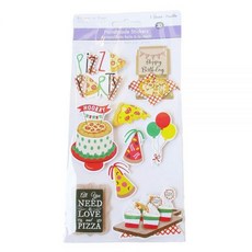 [ 1219818 ] 스티커베빌리티스 저널링 스크랩북 카드 제작 예술 및 공예용 3D 피자 파티 스티커 - 9개, [ 1219818 ] 스티커베빌리티스 저널링, 스크랩북