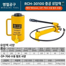 산업용 유압잭 100톤 유압 실린더 작기 프레스 자키, 중공 30100+CP-700 수동 펌프, 1개