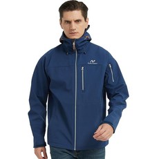 NORDIC OUTLAND 남성용 방수 소프트쉘 레인 재킷 후드 윈드브레이커 7 포켓 야외 활동을 위한 경량 쉘 아미 그린. XL