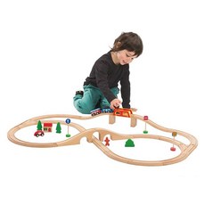 3세 원목 기차 레일 조립 기차놀이 세트 기차모형, 1개