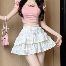 여성 캉캉 케이크 미니스커트 하이웨이스트 슬림핏 체형커버 A라인 캐주얼