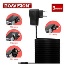 DC 12V 2A 3 미터 길이 전원 공급 장치 어댑터 보안 변환기 CCTV 카메라 용 EU 플러그, [02] EU 플매트 카펫 러그, 01 CHINA_01 EU 플러그, 1개
