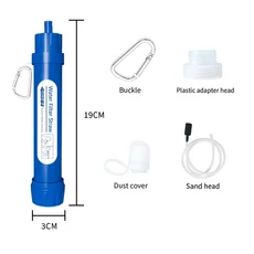 개인용 미니 정수 필터 빨대 휴대용 생존 장비 (배낭 야외 하이킹 캠핑 여행 음용), 01 China Mainland, 02 Blue