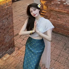 태국 미얀마 여성 다이 의상 민족 공연 무용 전통 스타일 드레스, 01 one size, 27 2