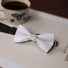 結 婚禮紳士領結 優雅進行曲珍珠復古韓版婚禮宴會酒會純色白色紳士領結男, 7號暗紋白色, 1個