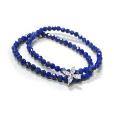 青金石角度珠鋯石花雙串手環