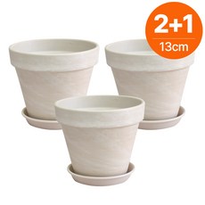 필플랜트 프리미엄 독일토분 기본형 화이트크림+화분받침 세트, 3세트, 화이트크림 기본형