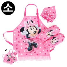 [팔마누] 유아앞치마두건 초등학생미술용앞치마팔토시세트 초등어린이앞치마두건 미니마우스 하트 앞치마 토시두건 3종 세트 소