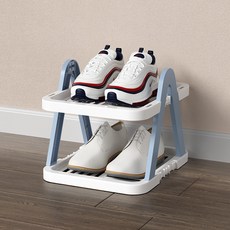 分層鞋架 鞋櫃收納 省空間神器 宿舍寢室置物架 鞋子收納架 桌面整理架 化妝品收納 多層收納架, 1個, 藍色（兩層）