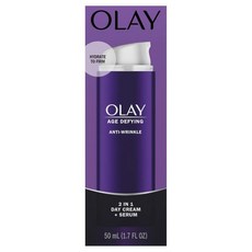 Olay 올레이 페이스 세럼 에이지 디파이잉 안티 주름 2-in-1 데이 크림 - 안티에이징 잔주름과 주름을 매끄럽게 하고 굳히기 리프팅 나이아신아마이드 글리세린 알로에 베라