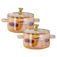 Tiger Pavilion 테디베어 글라스 양수 냄비, 앰버, 2개, 16cm