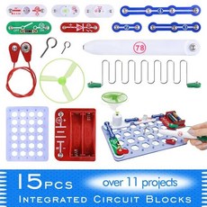 전자 빌딩 블록 과학 실험 프로젝터 회로 벽돌 블럭 물리 조립, 1개