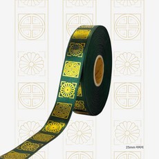 리본공간 금박 전통 문양 리본 22M l 추석 설날 선물 명절 답례품, 7. 초록, 25mm