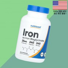 뉴트리코스트 철분 아이언 철 25mg 240캡슐 Nutricost Iron 240 Capsules, 뉴트리코스트 철분 아이언 철 25mg 240캡슐 Nut, 240정
