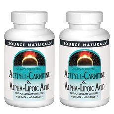 소스내츄럴스 아세틸 L-카르니틴 & 알파리포산 650mg 타블렛 무설탕 글루텐 프리, 60개입, 2개, 60정