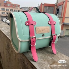 레트로 오토바이 방수 가죽 가방 리어백 탑박스 백, 민트 로즈핑크 베스파, 기본 모델명/품번