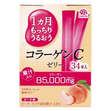 EARTH 地球製藥 膠原蛋白C果凍 水蜜桃口味 34條入, 1盒, 340g