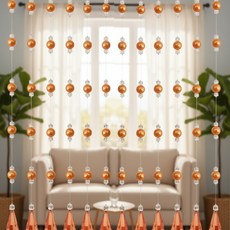 진주 비즈발 커튼 창문 현관 인테리어 커튼 장식, 골드비즈발