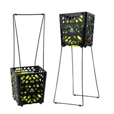 224915 OLE ANDIGO 테니스 공 바구니 바퀴 달린 호퍼 | 60개 용량 경량 컬렉터 훈련 및 코트 사용을 위한 구부러지지 않는 핸즈프리 볼 회수 도구