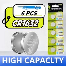 시계 자동차 열쇠용 단추 코인 셀, 5. (SCRCEO)CR1632 6PCS
