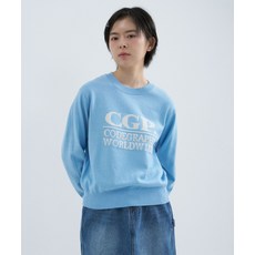코드그라피 CGP (우먼) 스퀘어 로고 니트-스카이 블루