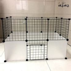 강아지 울타리 조립식 철망 소형견 반려동물 울타리 중형견 애견 배변 플라스틱 이동식 안전 철제 실외, 블랙 M