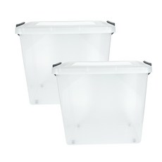 스페이스에디터 투명베이직 리빙박스, 65L, 다크블루, 2개