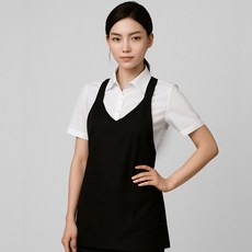 포그니 X형 엉덩이 랩앞치마 / 기능성 APRON / 미용실 식당 주방 급식 단체 앞치마 추천, 1개, V넥 X형 블랙