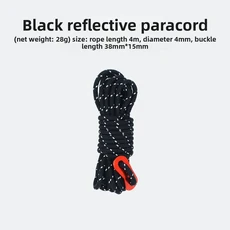 4MM 두꺼운 가이 로프: 야외 캐노피 방풍 로프 지지대 고정 로프 조절기가 있는 4m 반사 텐트 캠핑 로프, 01 Black 10 pack