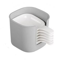 丹丹悅生活 可疊式醬料碟收納組 六碟一架 醋碟火鍋蘸料碟 小菜碟 沾醬碟 調味碟 醬油盤, 灰白色, 1個